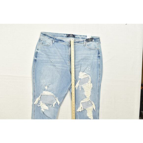 NEW Hollister Ultra High-Rise Mom Jean Plus Size 21S Distressed W/ Smiley Faces - Picture 6 of 8